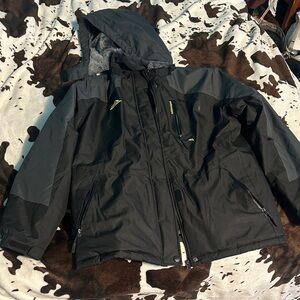 Black Hooded Jacket with Gray Accents